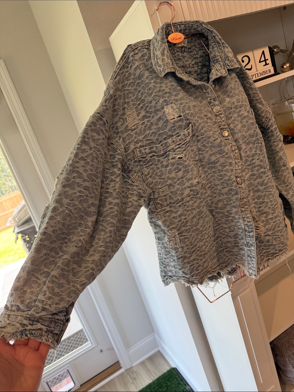 Washed POL Leopard-Print Button Front Jacket - Picture 3 of 12